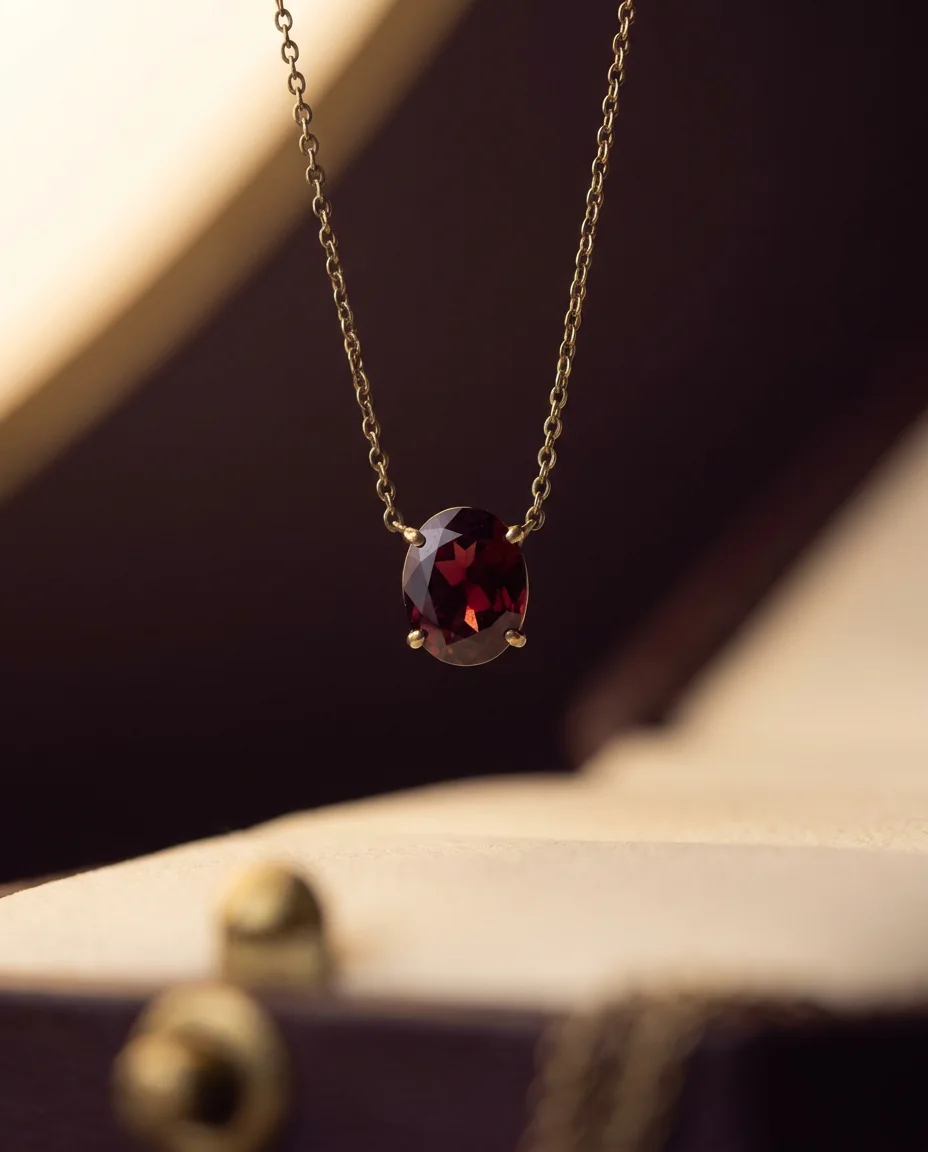 Thread of Dusk Necklace — macro of the hexagon step-cut centre stone